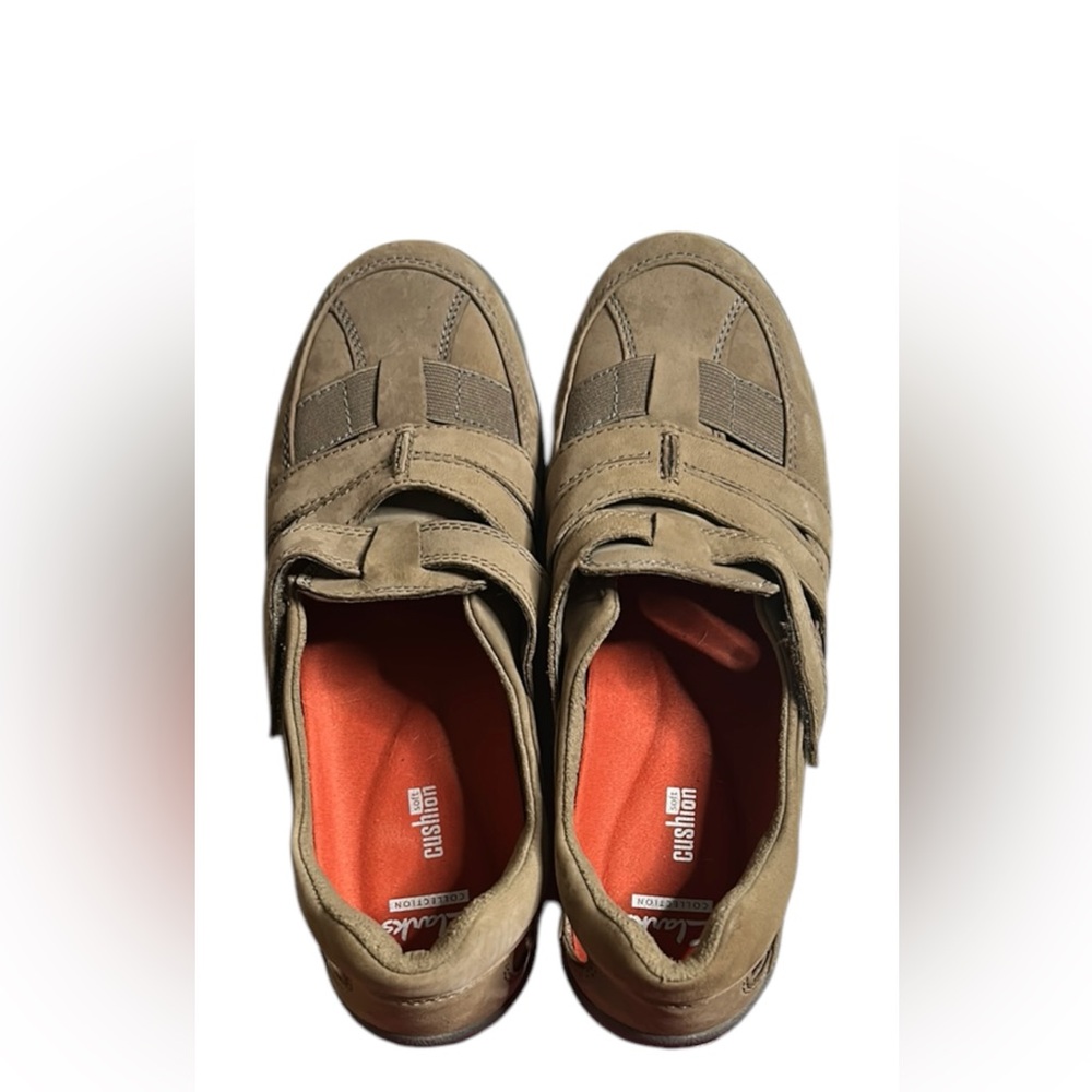 Clarks Tan Slippers with Velcro Straps